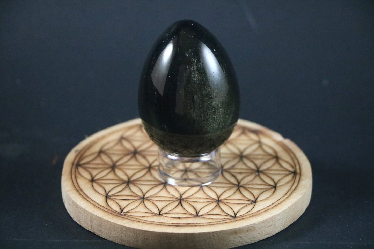 Oeuf en Obsidienne dorée 111g - Pierres de Terre Happy