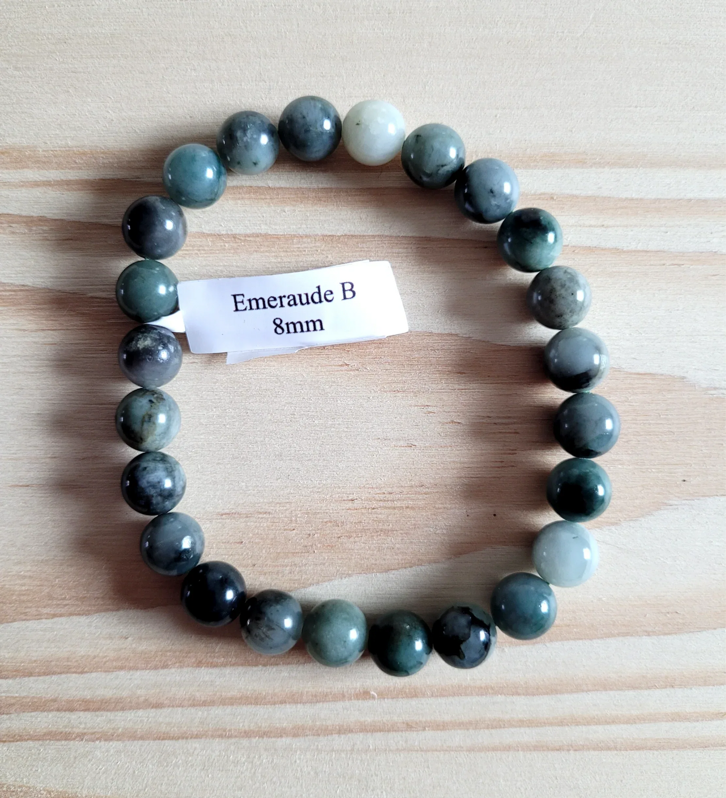 Bracelet en Emeraude 8mm - Pierres de Terre Happy