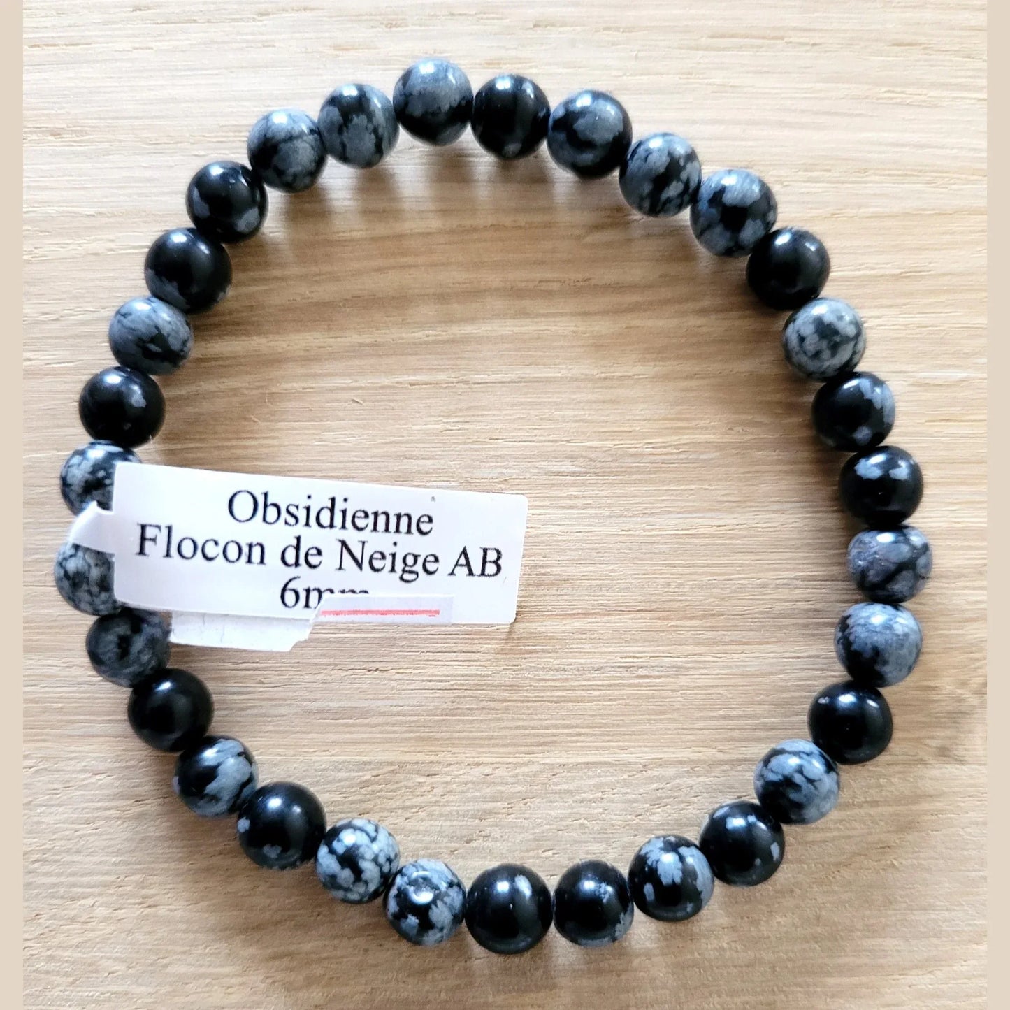 Bracelet en Obsidienne flocon de neige 6mm - Pierres de Terre Happy