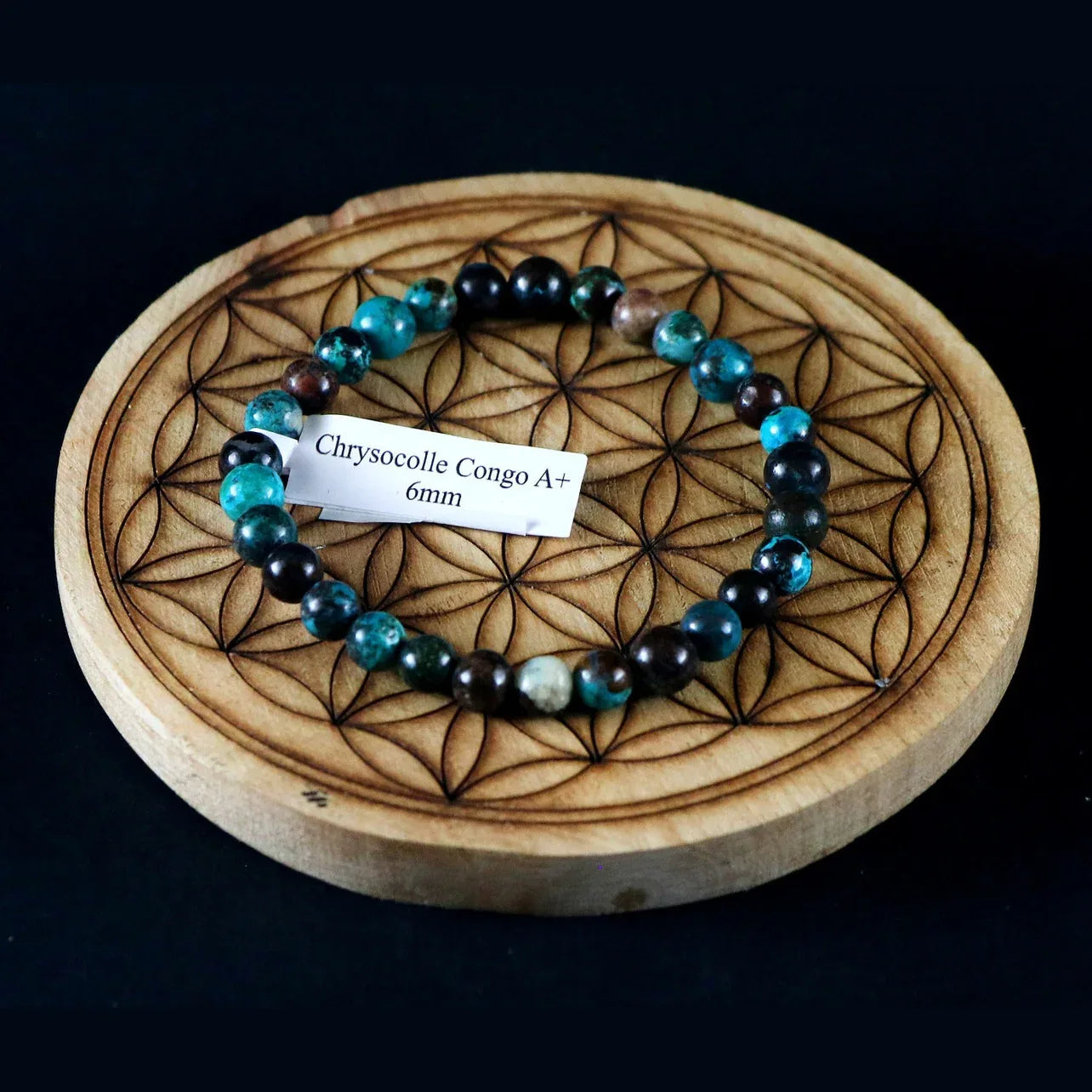 Bracelet en Chrysocolle 6mm A+ Congo - Pierres de Terre Happy