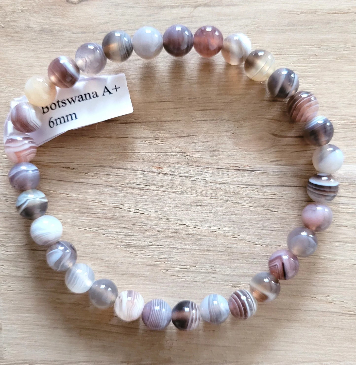 Bracelet en Agate Botswana 6mm - Pierres de Terre Happy