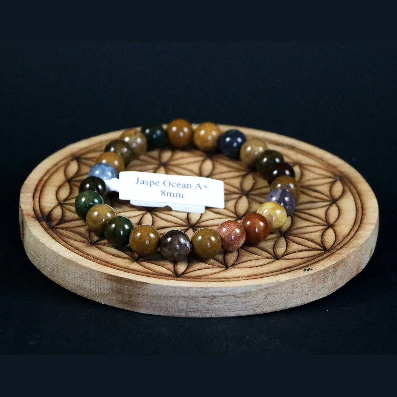 Bracelet en Jaspe Océan A+ 8mm - Pierres de Terre Happy