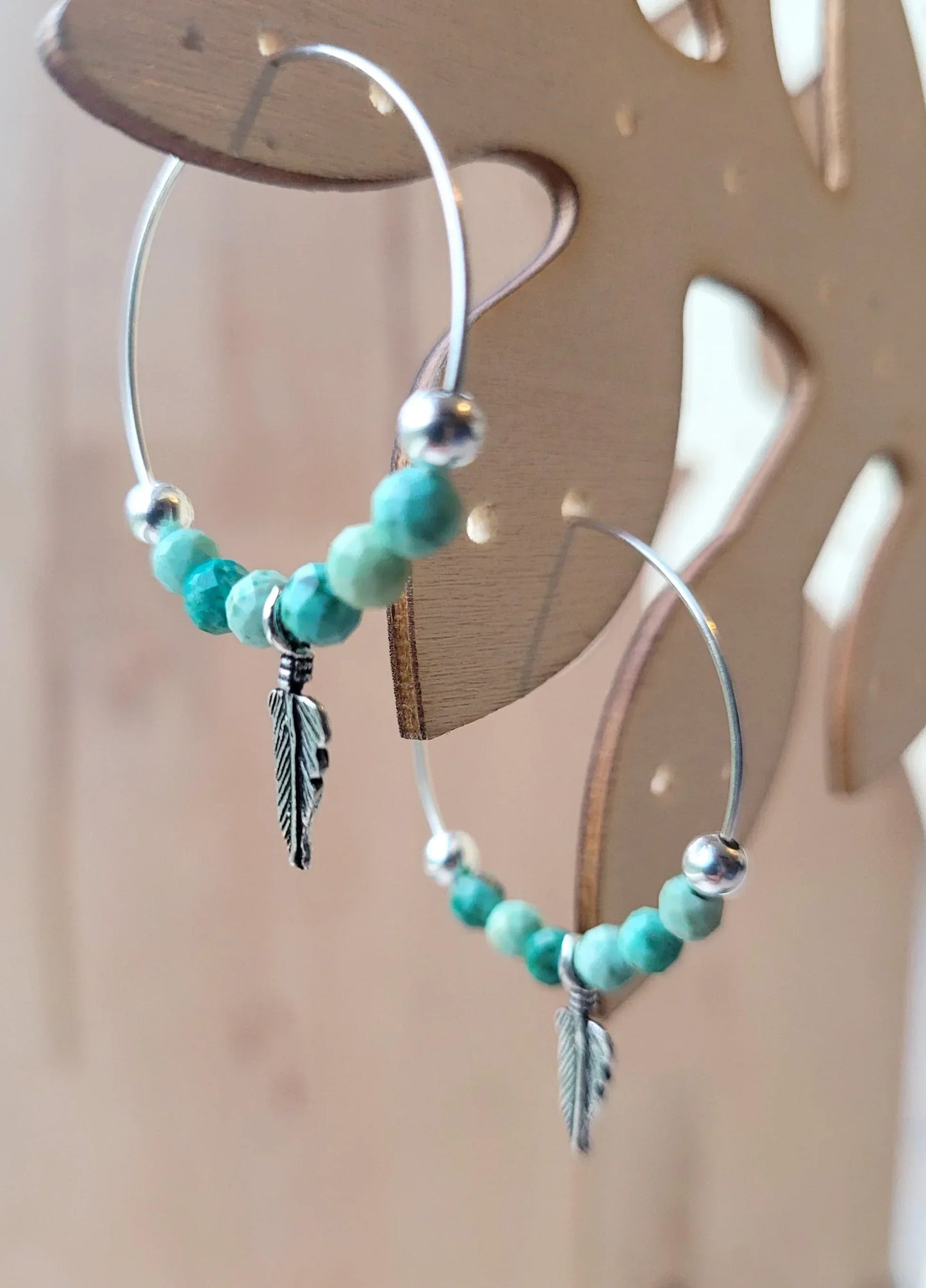 Créoles Turquoise et argent 925 - Pierres de Terre Happy