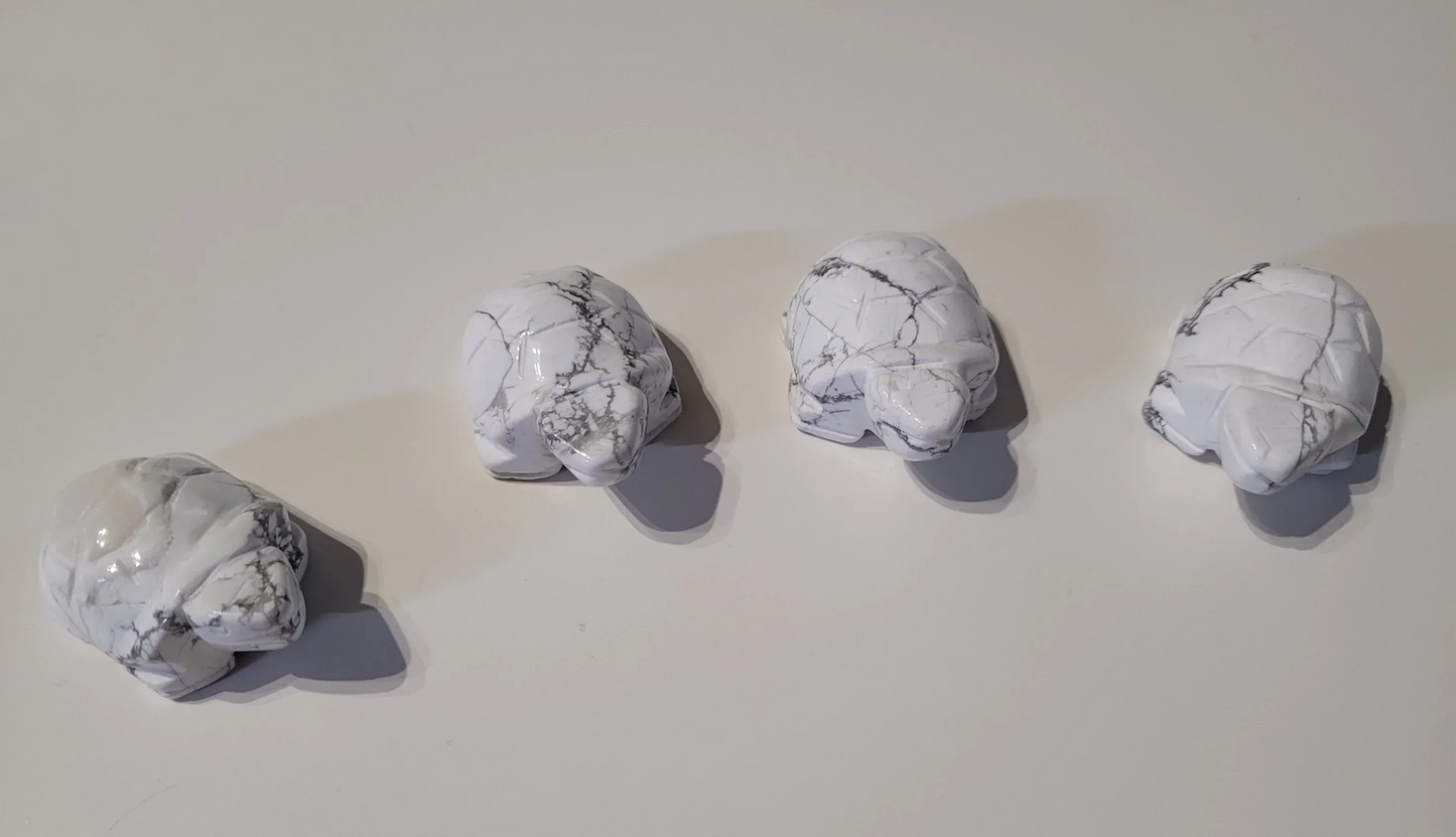 Tortue en Howlite - Pierres de Terre Happy
