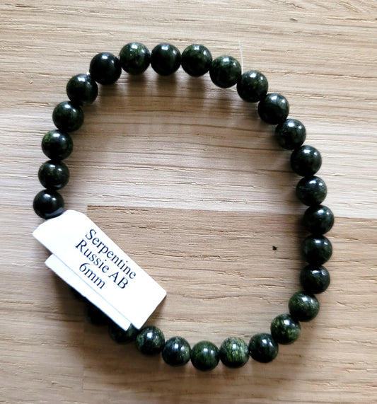 Bracelet en Serpentine 6mm - Pierres de Terre Happy