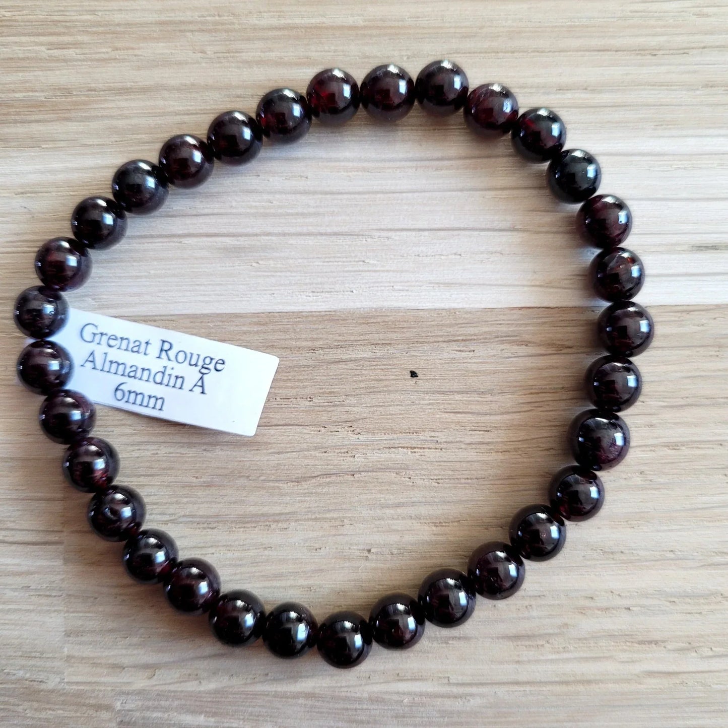 Bracelet 6mm en Grenat Almandin - Pierres de Terre Happy