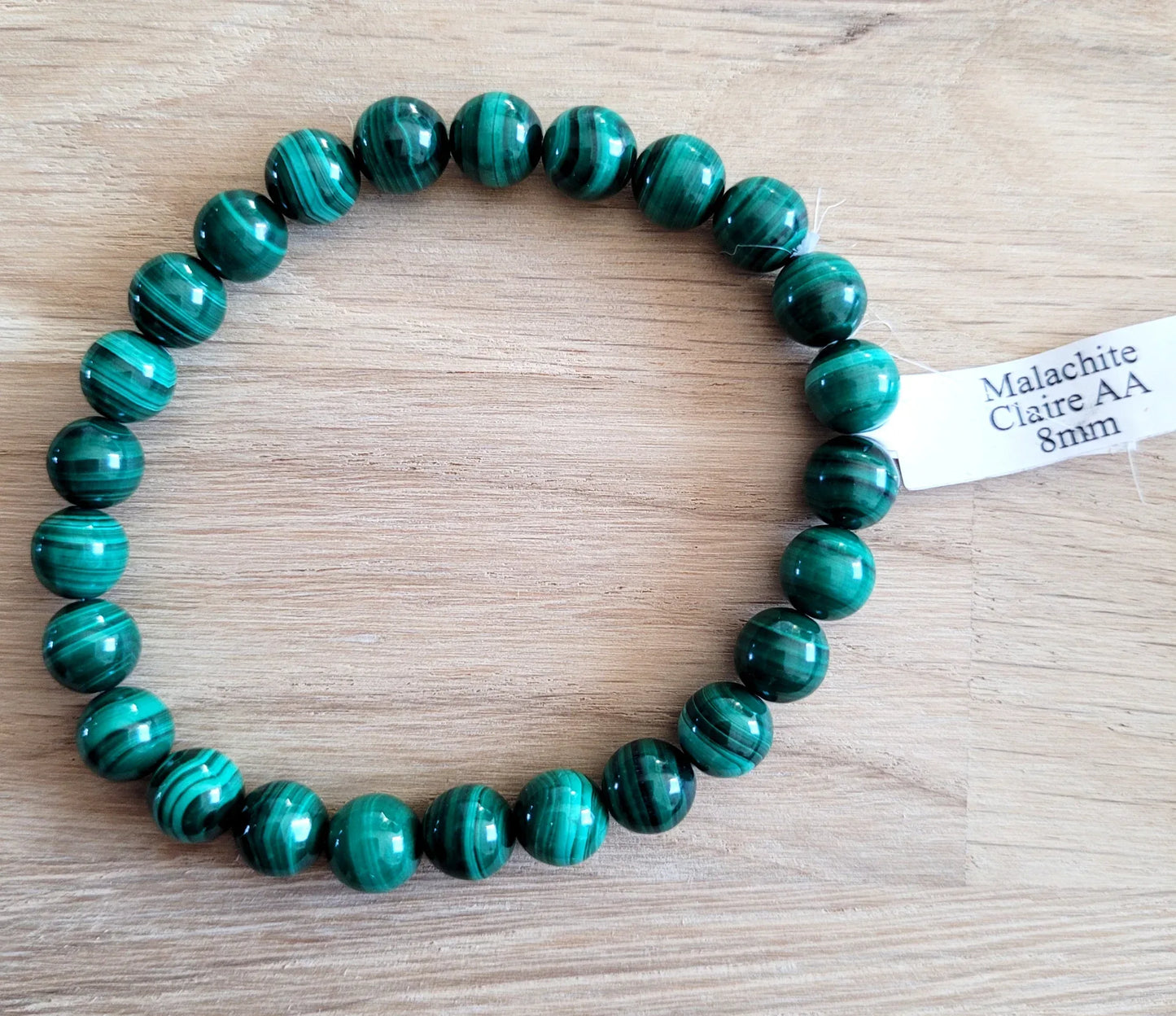 Bracelet en Malachite claire AA 8mm - Pierres de Terre Happy