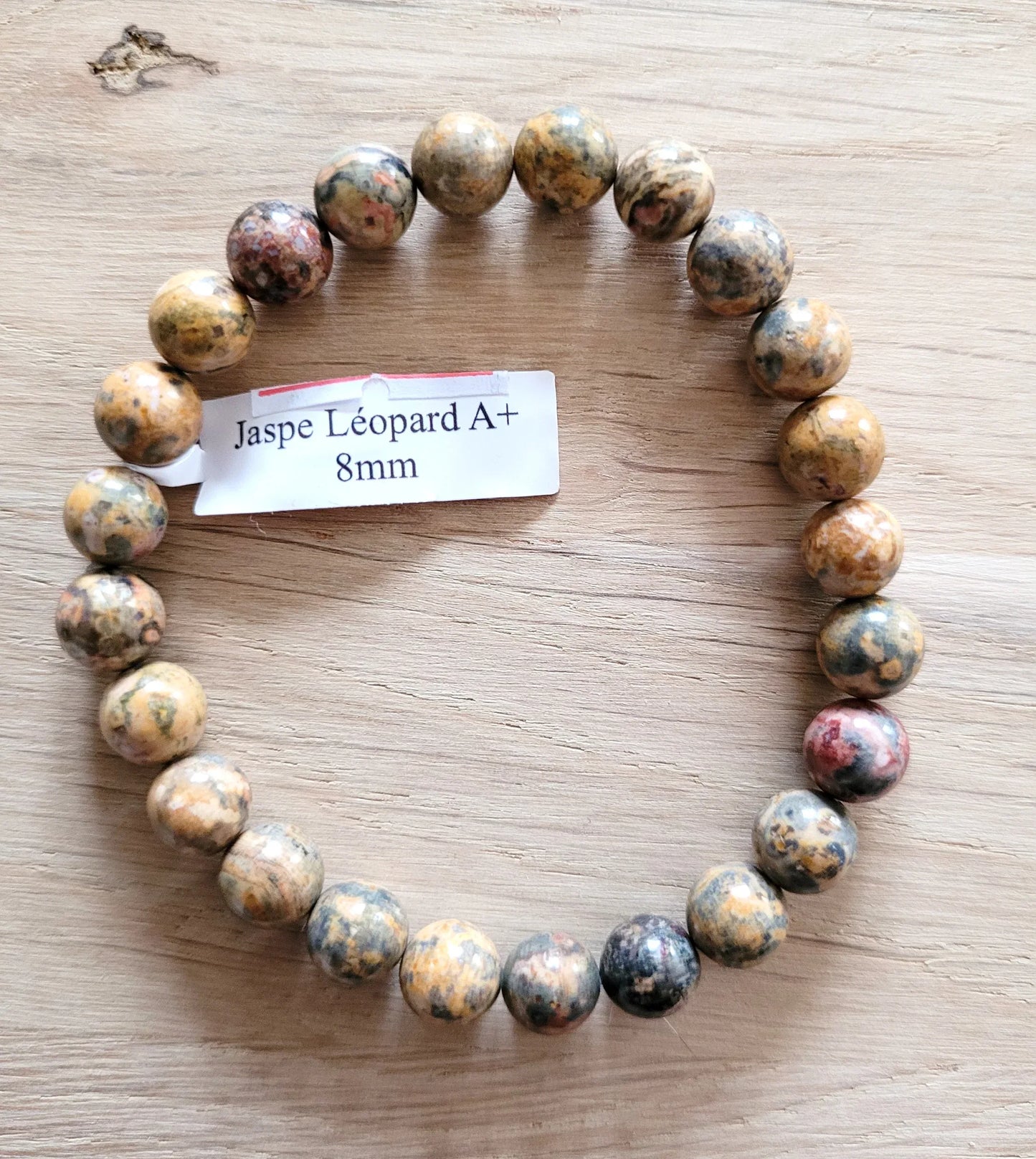 Bracelet en Jaspe léopard 8mm - Pierres de Terre Happy