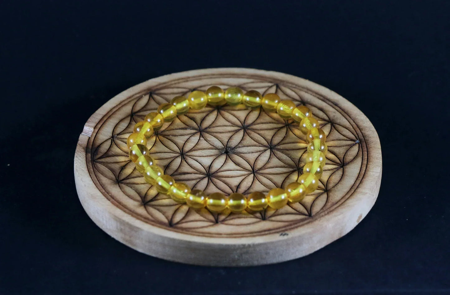 Bracelet en Ambre jaune 6.5mm - Pierres de Terre Happy