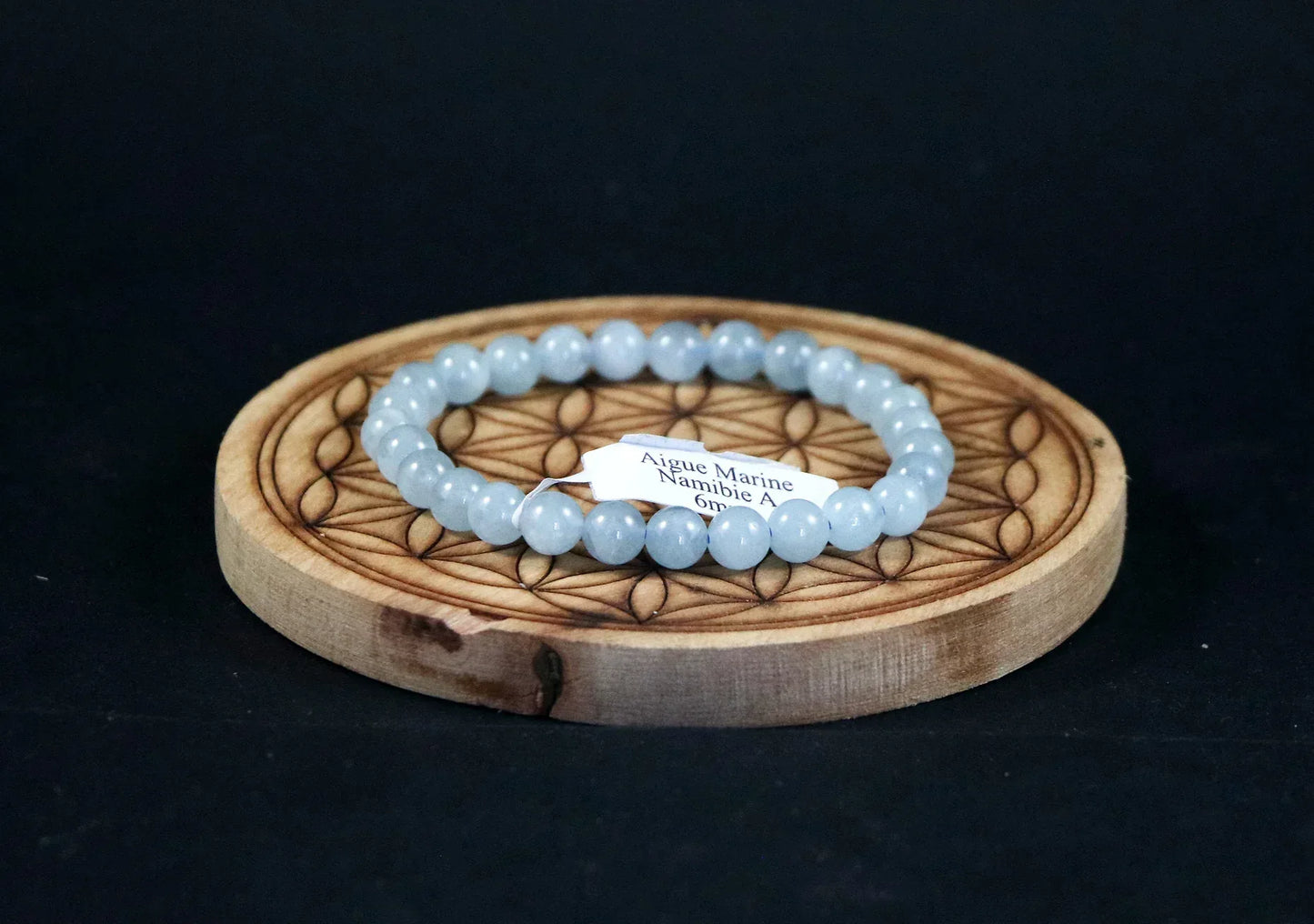 Bracelet en Aigue marine 6mm Namibie A - Pierres de Terre Happy