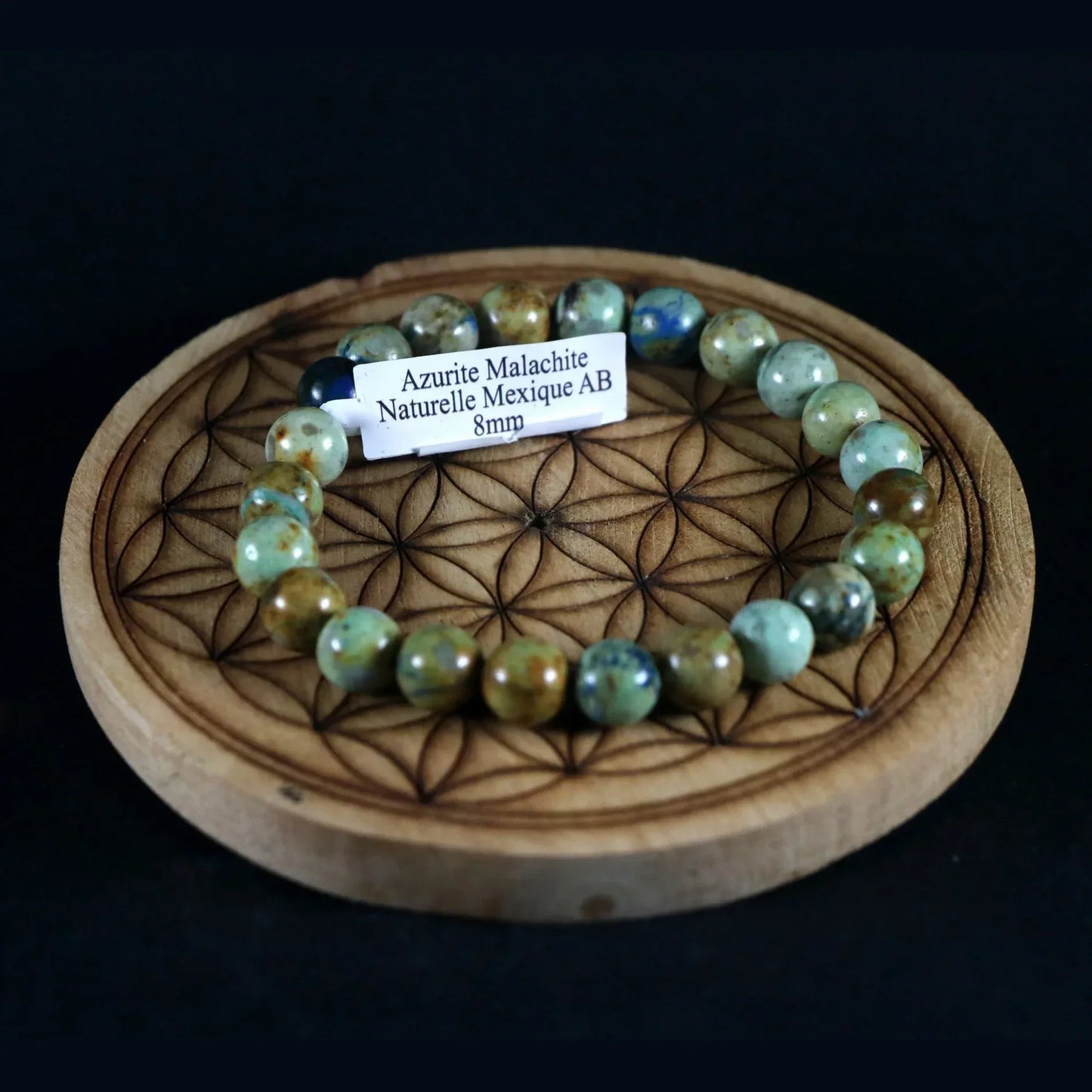 Bracelet en Azurite Malachite naturelle 8mm - Pierres de Terre Happy
