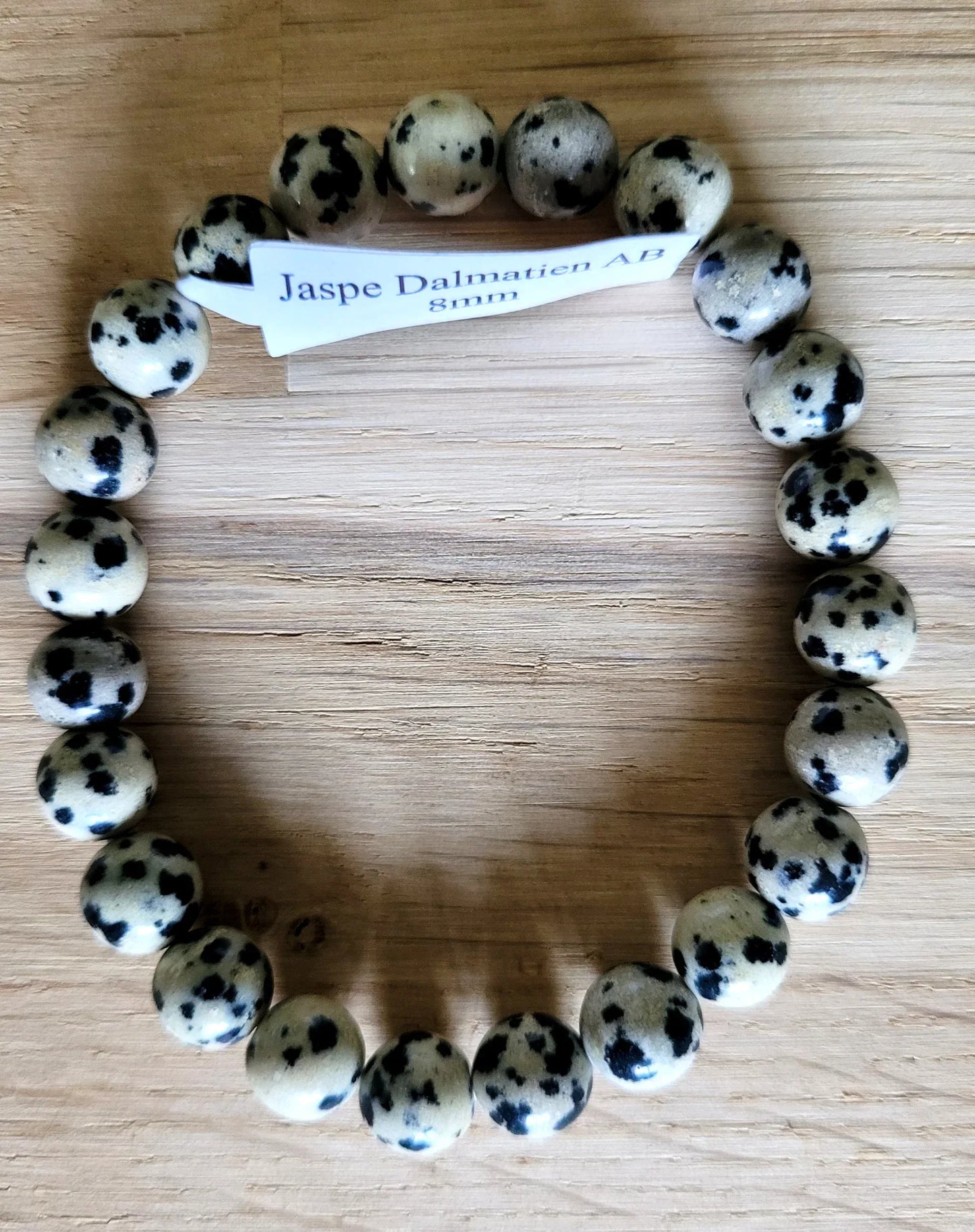 Bracelet en Jaspe Dalmatien 8mm - Pierres de Terre Happy