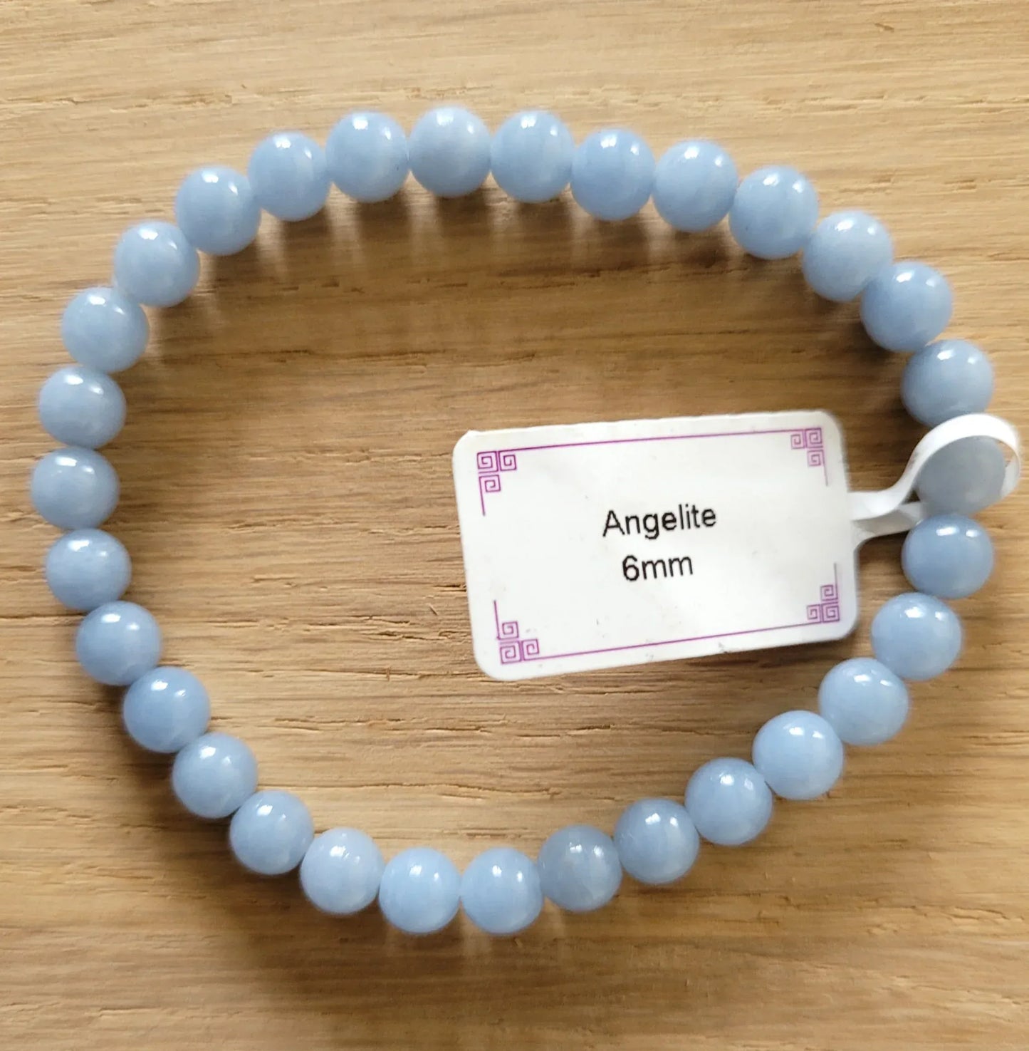 Bracelet en Angélite 6mm - Pierres de Terre Happy