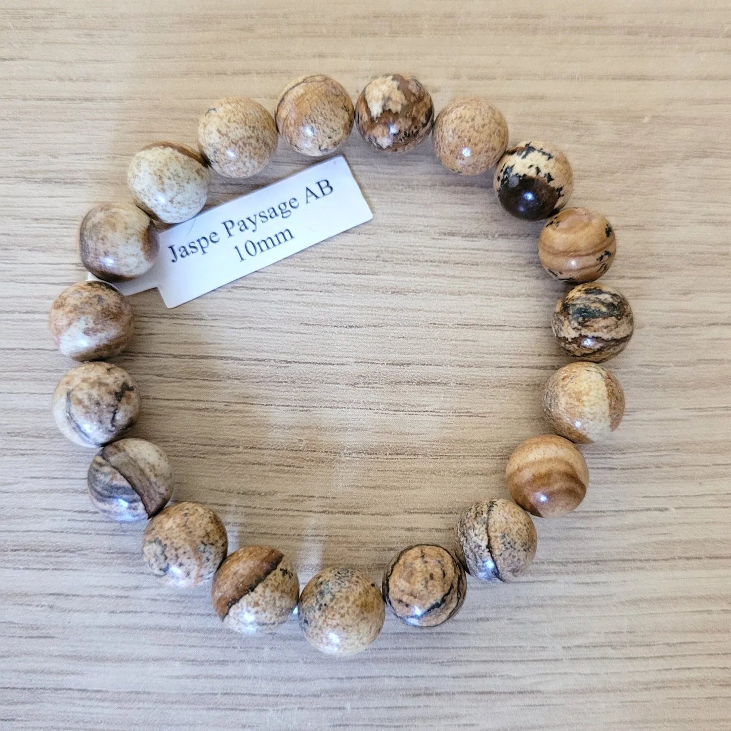 Bracelet en Jaspe paysage 10mm - Pierres de Terre Happy