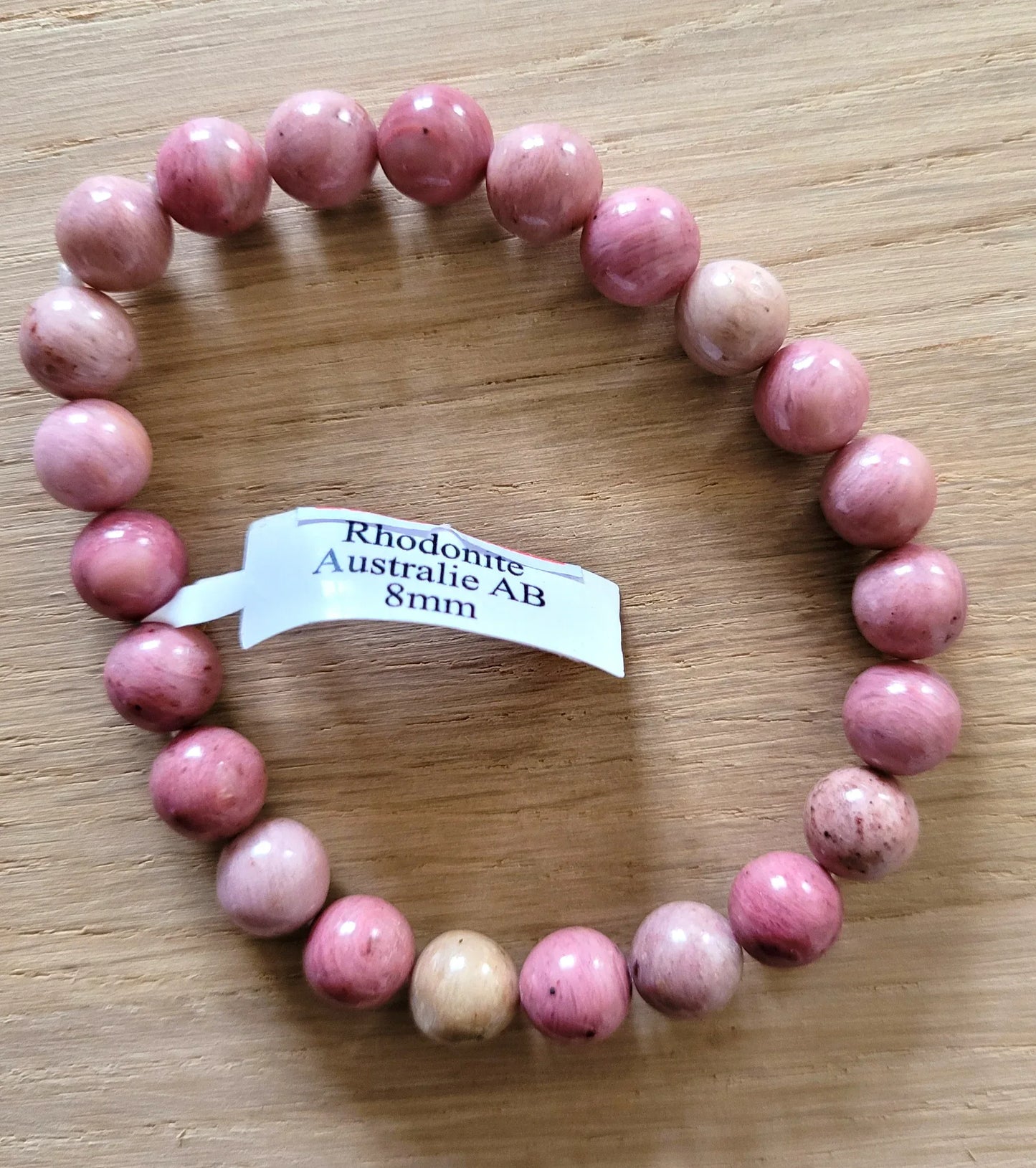 Bracelet en Rhodonite 8mm AB - Pierres de Terre Happy