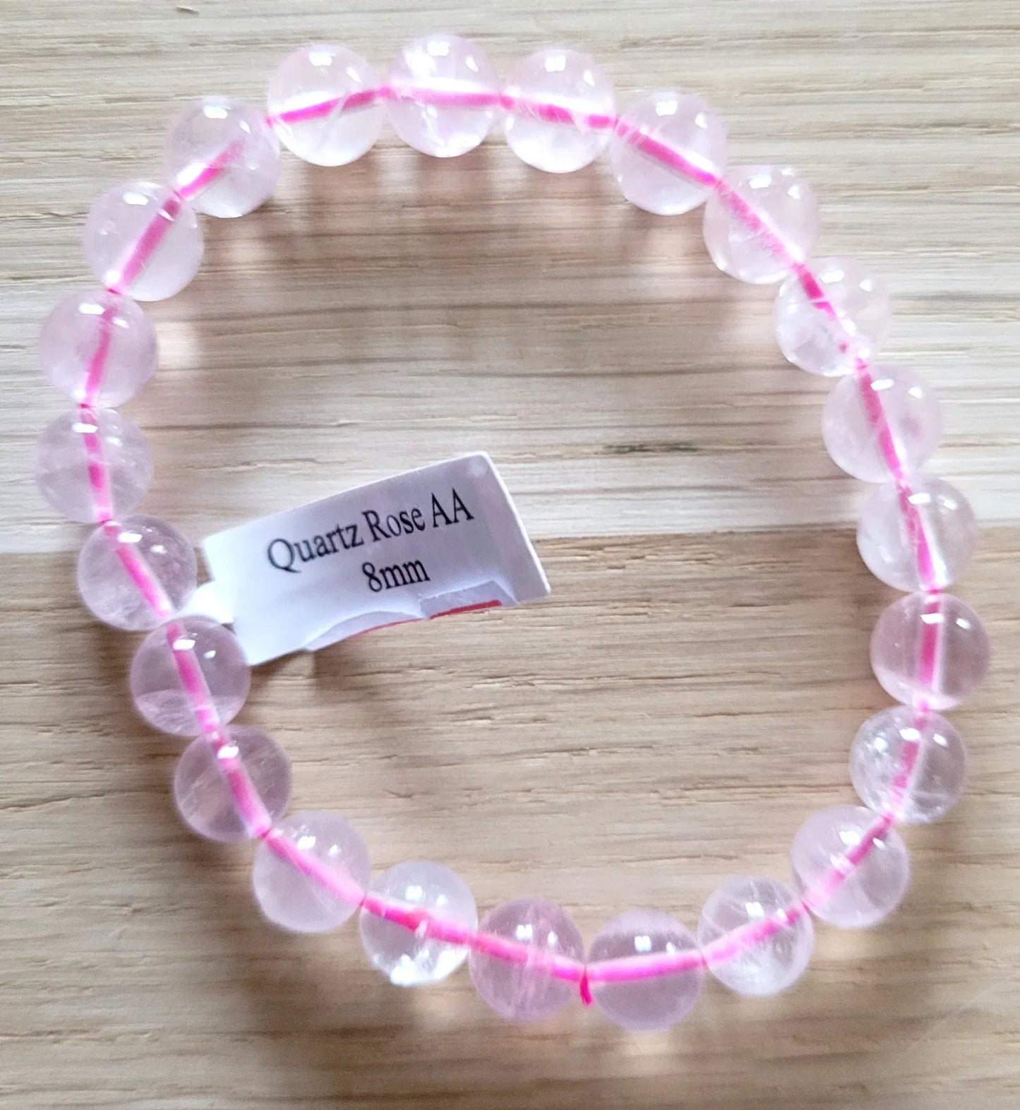 Bracelet en Quartz rose 8mm AA - Pierres de Terre Happy