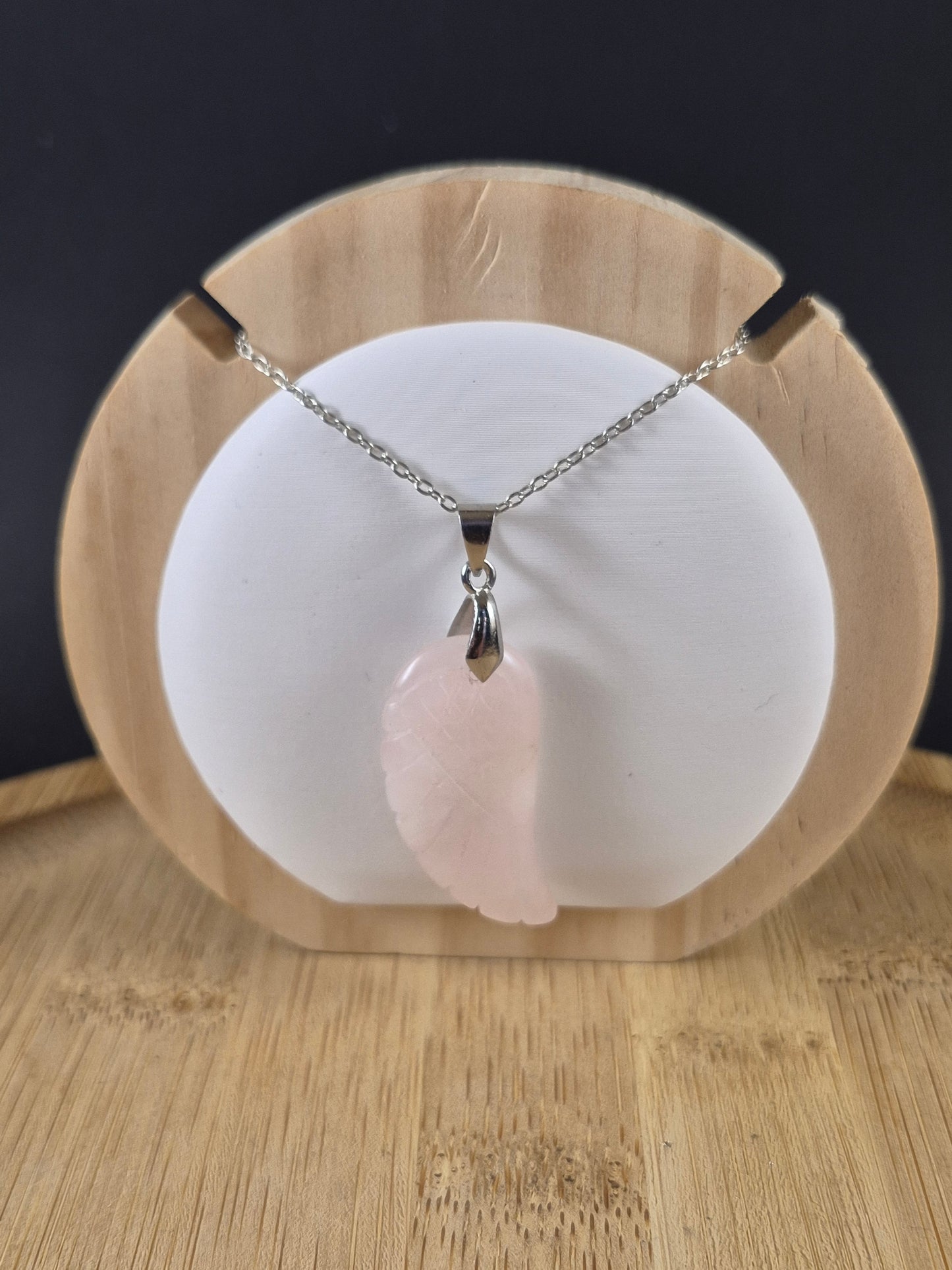 Pendentif aile en Quartz rose
