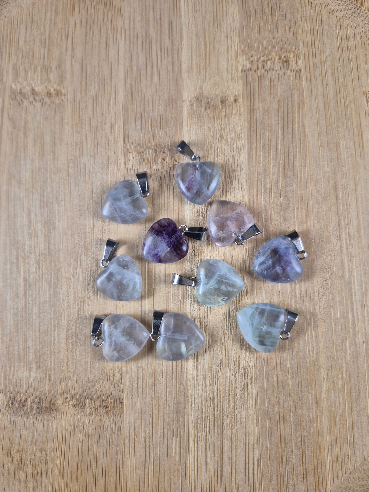 Pendentif coeurr en Fluorine multicolore