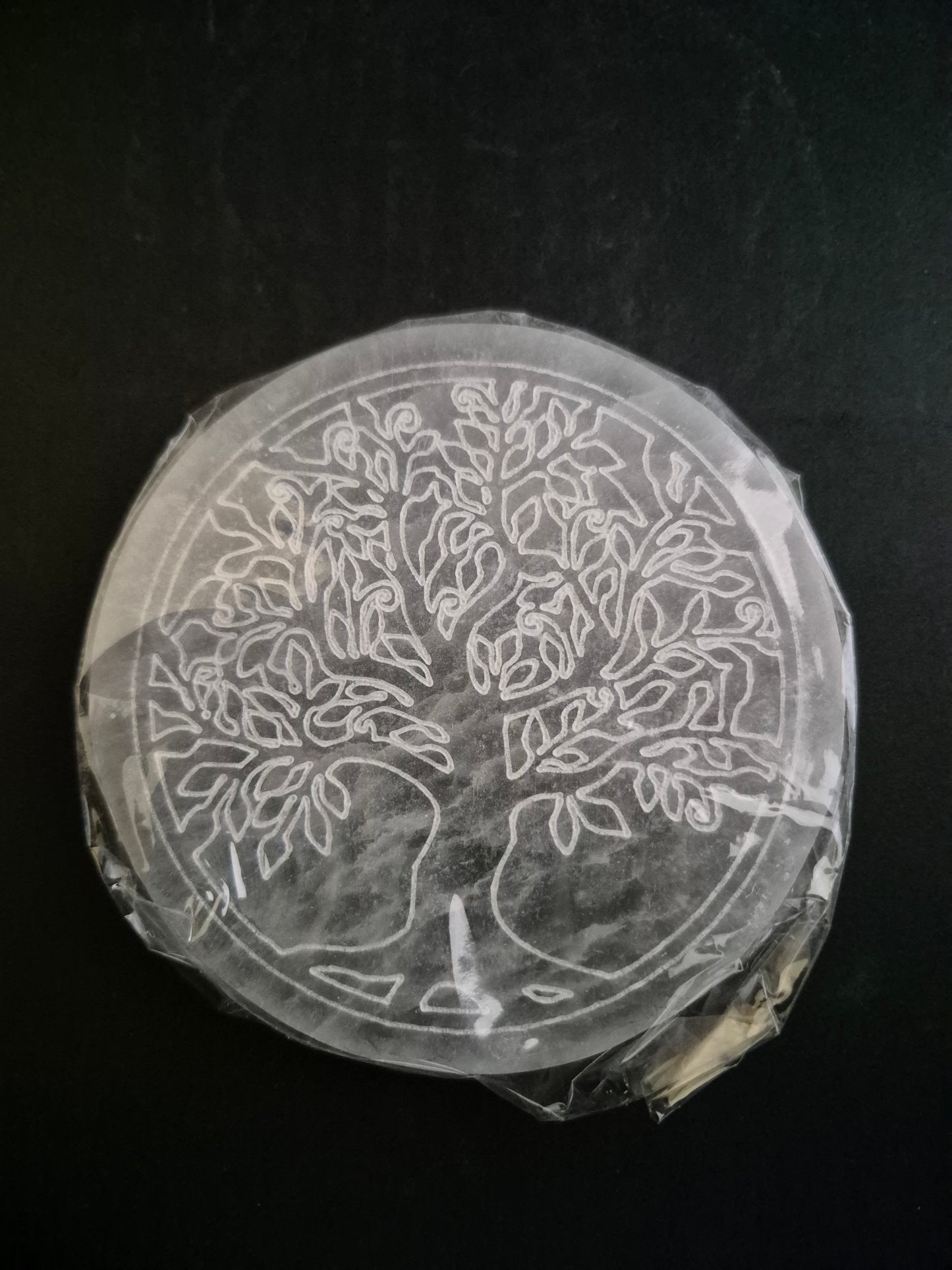 Plaque de dynamisation en Sélénite et arbre de vie