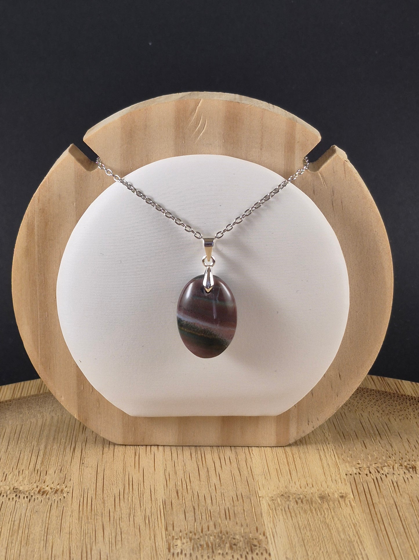 Pendentif ovale en Jaspe Océan