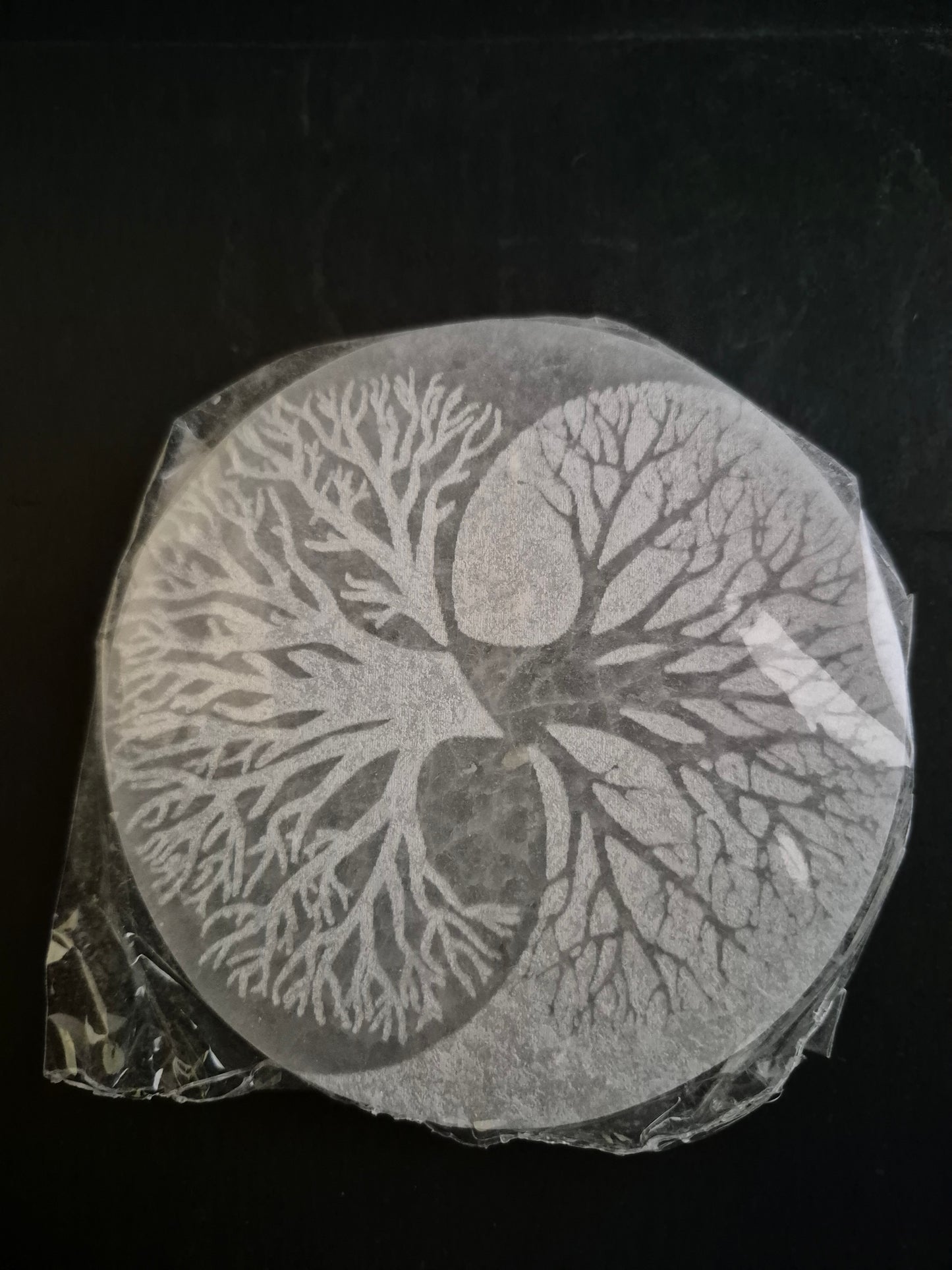 Plaque de dynamisation en Sélénite arbre Yin Yang