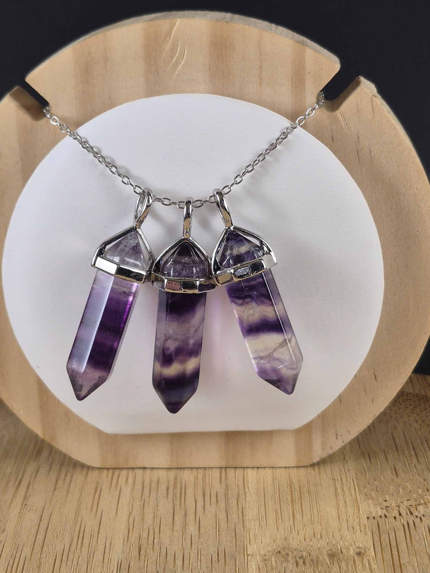 Pendentif doubles pointes en Fluorine multicolore