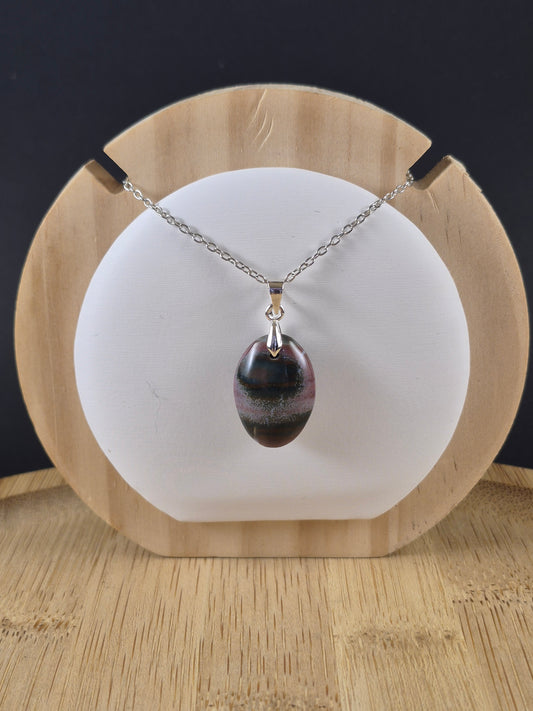 Pendentif ovale en Jaspe Océan