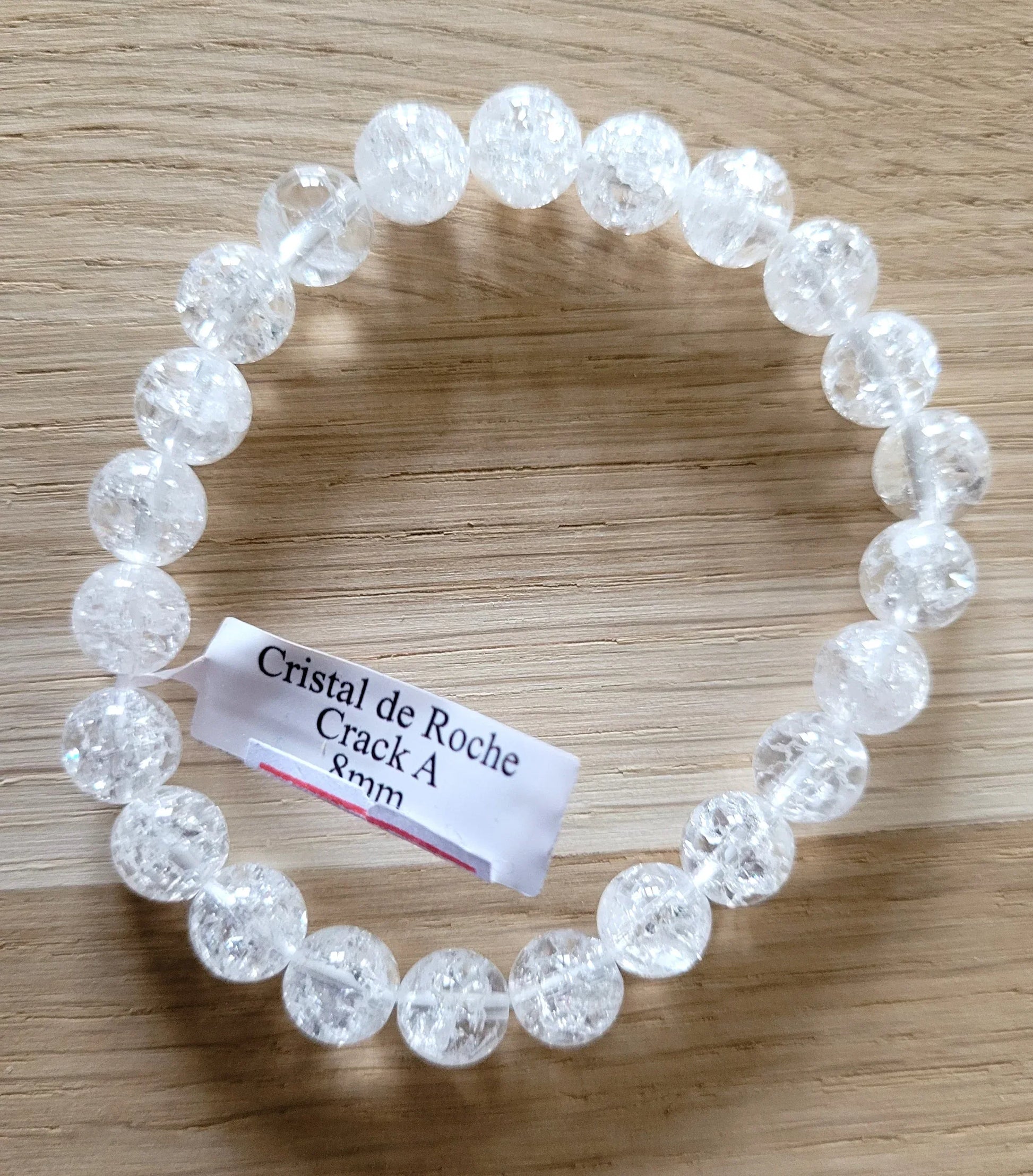 Bracelet en Cristal de roche crack 8mm - Pierres de Terre Happy