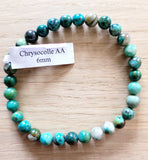 Bracelet en Chrysocolle Pérou AA 6mm - Pierres de Terre Happy