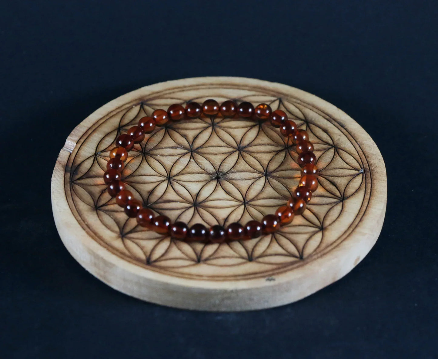 Bracelet en Ambre cognac foncé 5.5mm - Pierres de Terre Happy