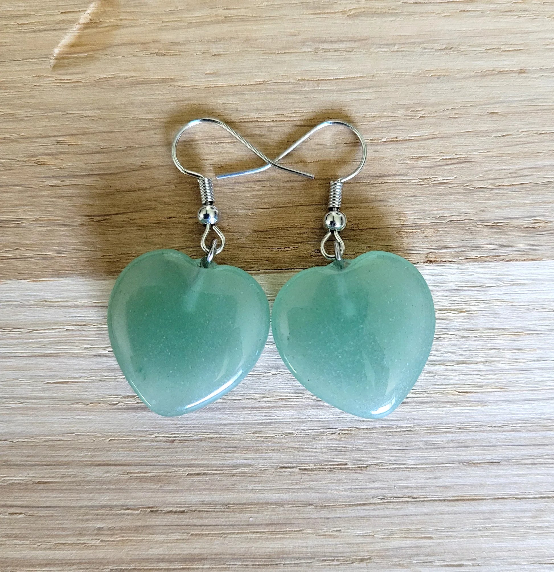 Boucles d'oreilles coeur en Aventurine Verte - Pierres de Terre Happy