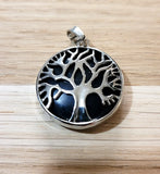 Pendentif arbre de vie en Obsidienne Oeil Celeste - Pierres de Terre Happy
