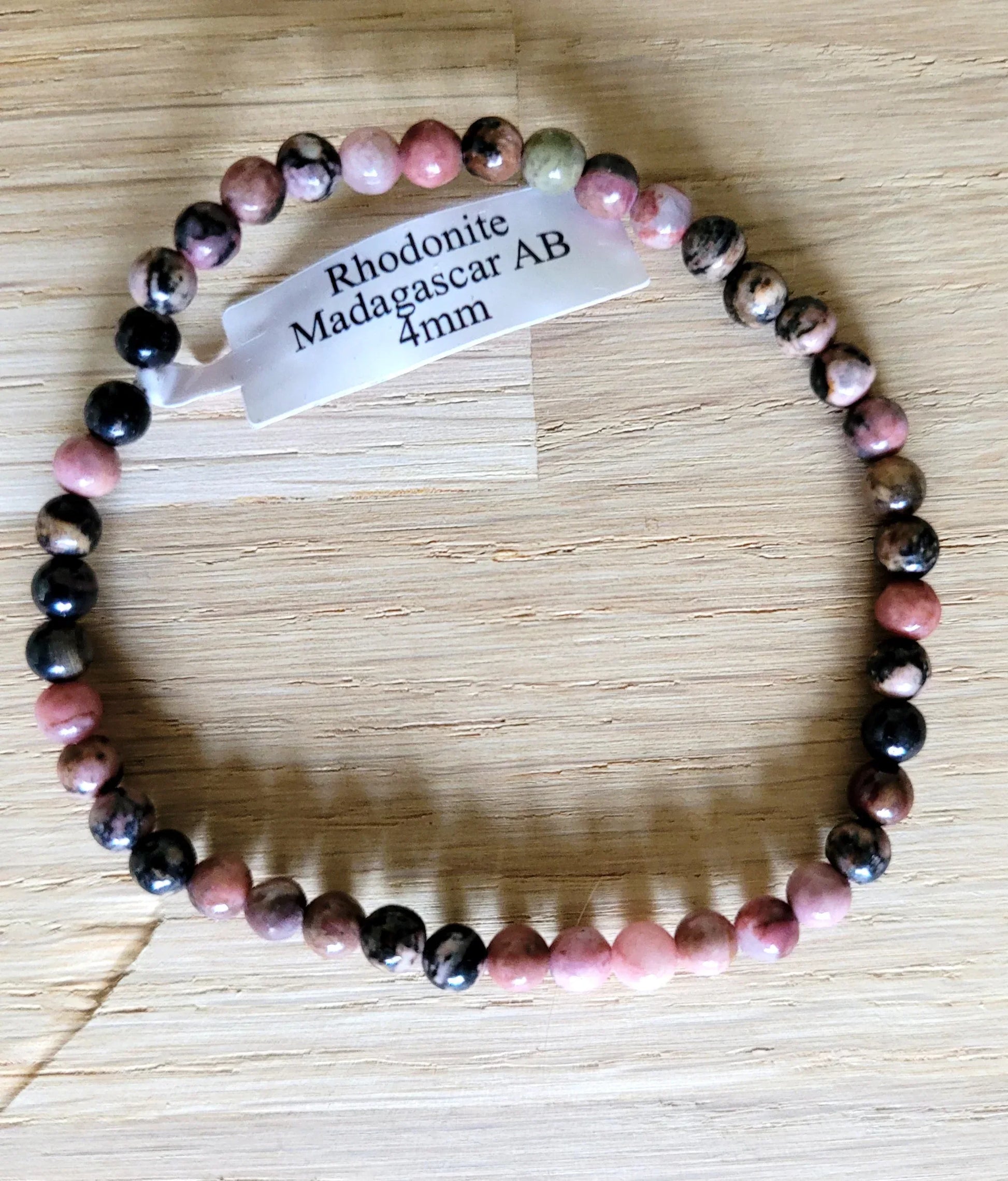 Bracelet en Rhodonite 4mm - Pierres de Terre Happy