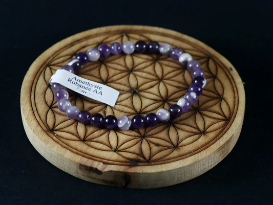 Bracelet en Améthyste rubanée du Brésil 6mm - Pierres de Terre Happy