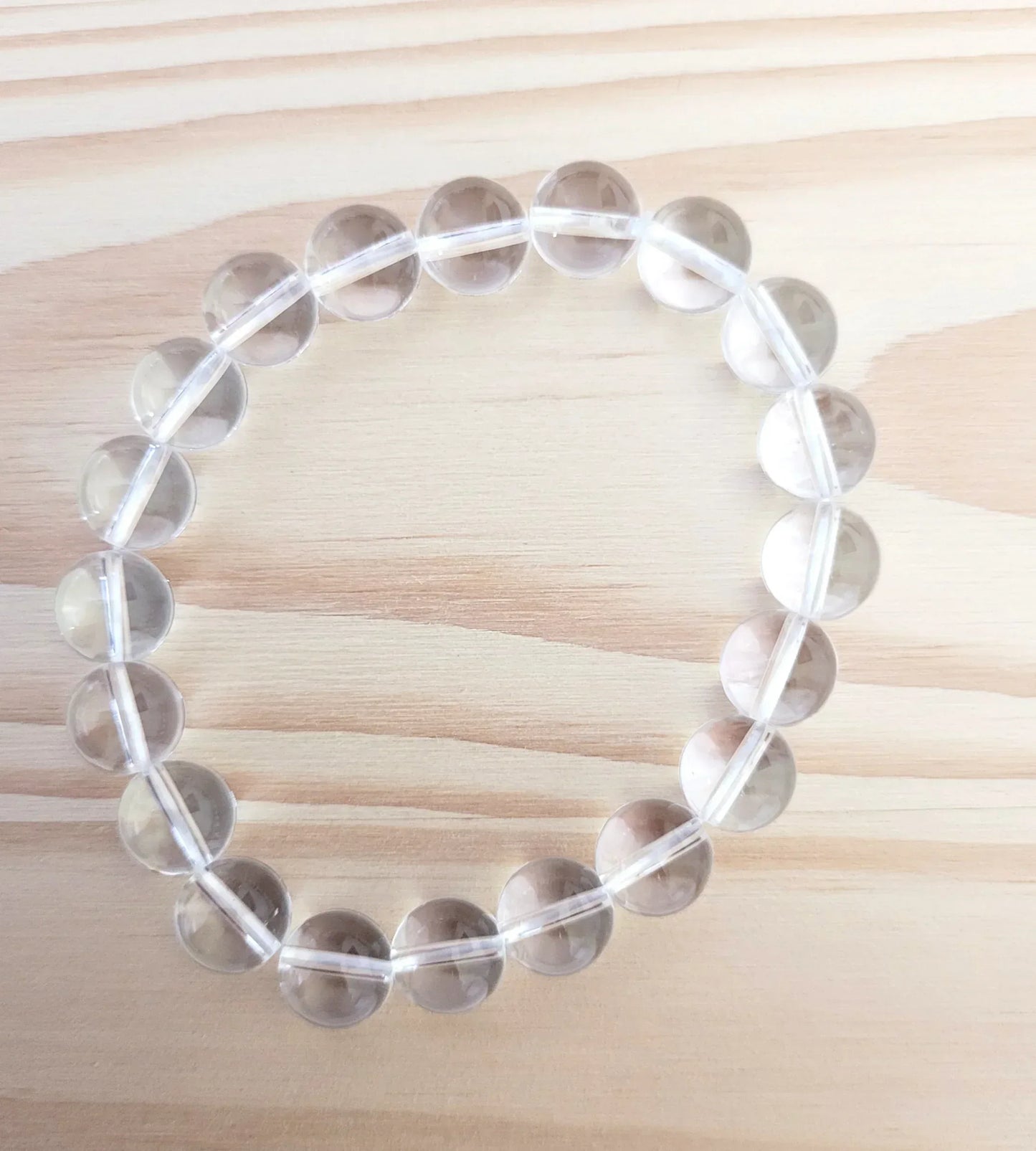Bracelet en Cristal de roche 10mm - Pierres de Terre Happy