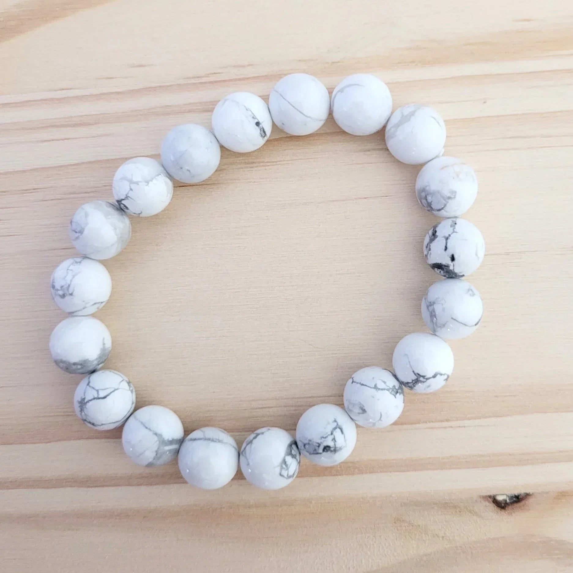 Bracelet en Howlite 10mm - Pierres de Terre Happy