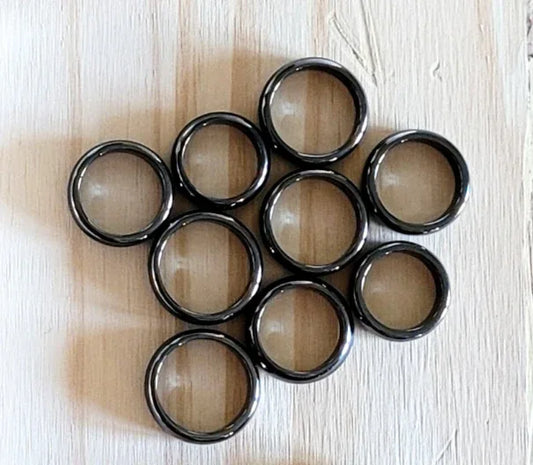 Joncs bombés(bagues) en Hématite 6mm diam 21.55 - Pierres de Terre Happy