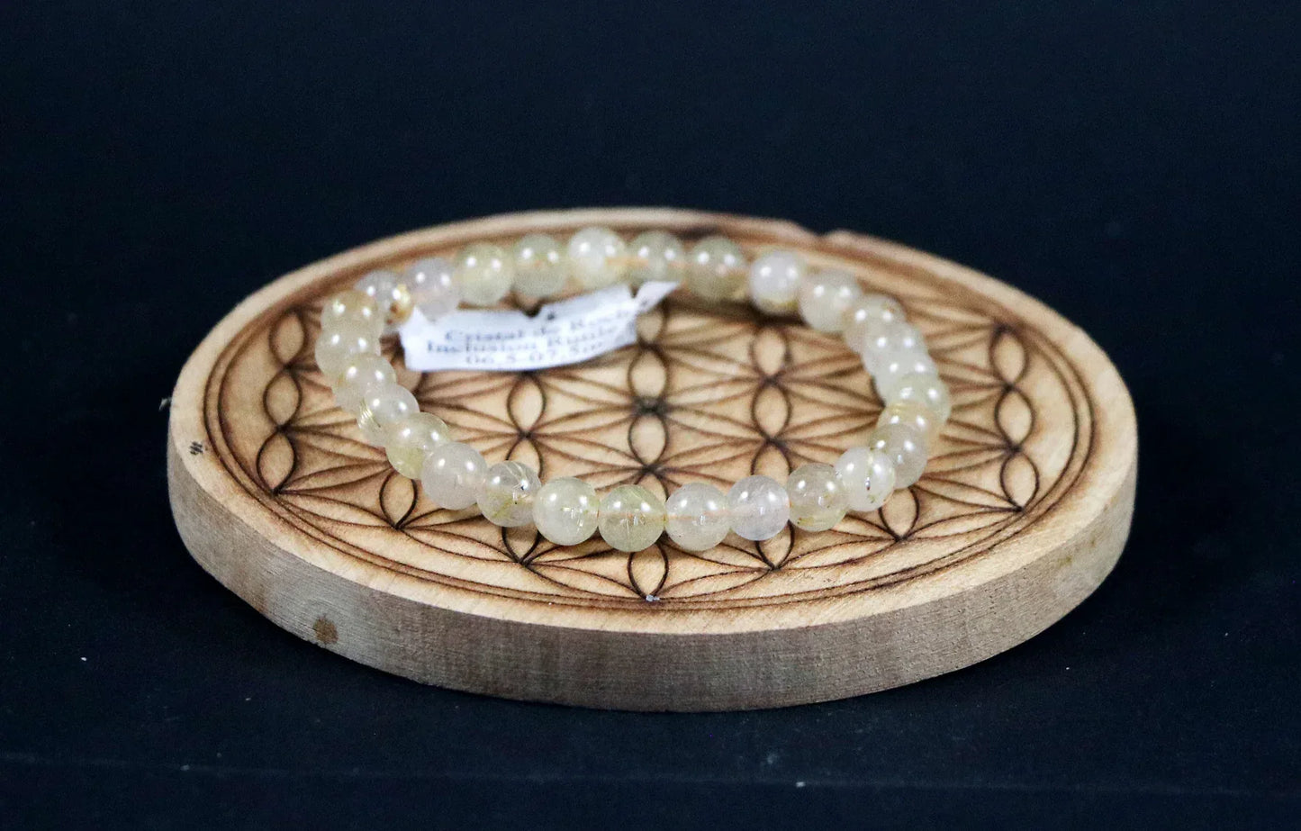 Bracelet en Cristal de roche rutile 7mm - Pierres de Terre Happy