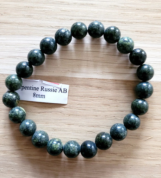 Bracelet en Serpentine 8mm - Pierres de Terre Happy