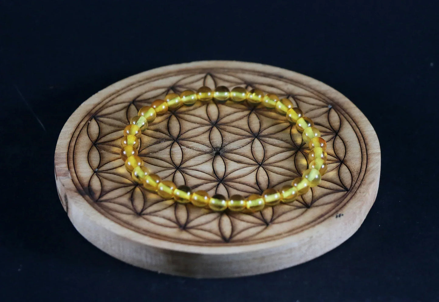 Bracelet en Ambre cognac jaune 5.5mm - Pierres de Terre Happy