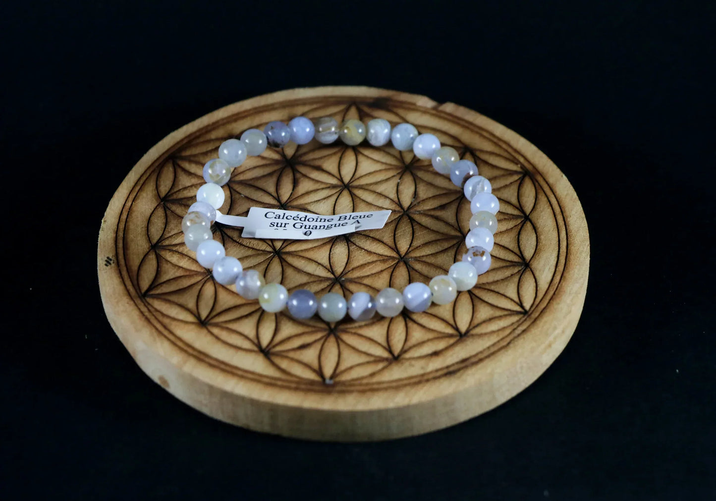 Bracelet en Calcédoïne bleue sur Guangue 6mm - Pierres de Terre Happy