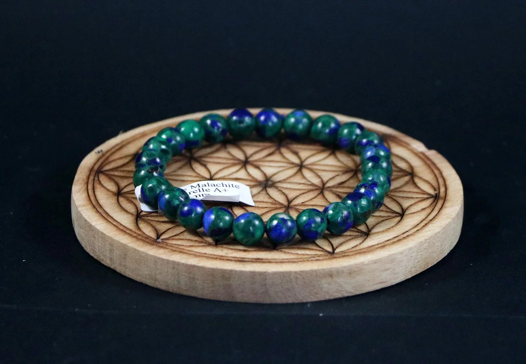 Bracelet en Azurite Malachite naturelle 8mm A+ - Pierres de Terre Happy