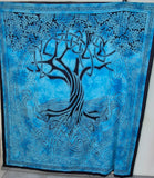 Tenture d'Inde grand modèle - arbre de vie Celtic bleu - Pierres de Terre Happy