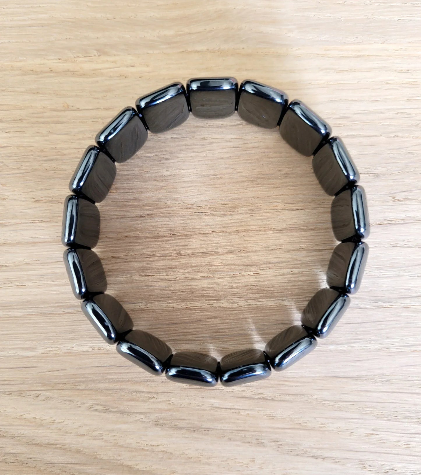 Bracelet pierres plates en Hématite - Pierres de Terre Happy