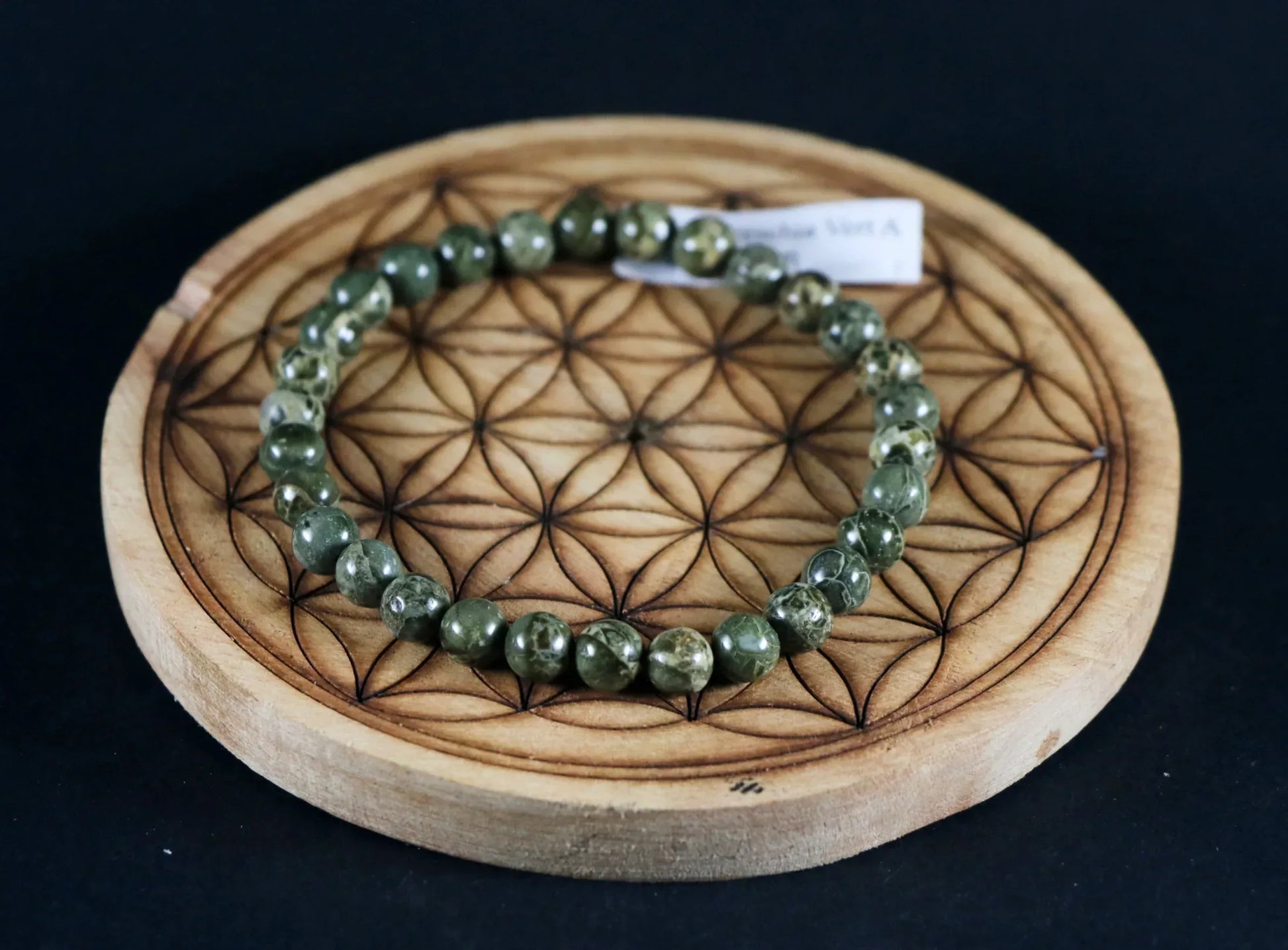 Bracelet en Jaspe Breschia vert 6mm - Pierres de Terre Happy
