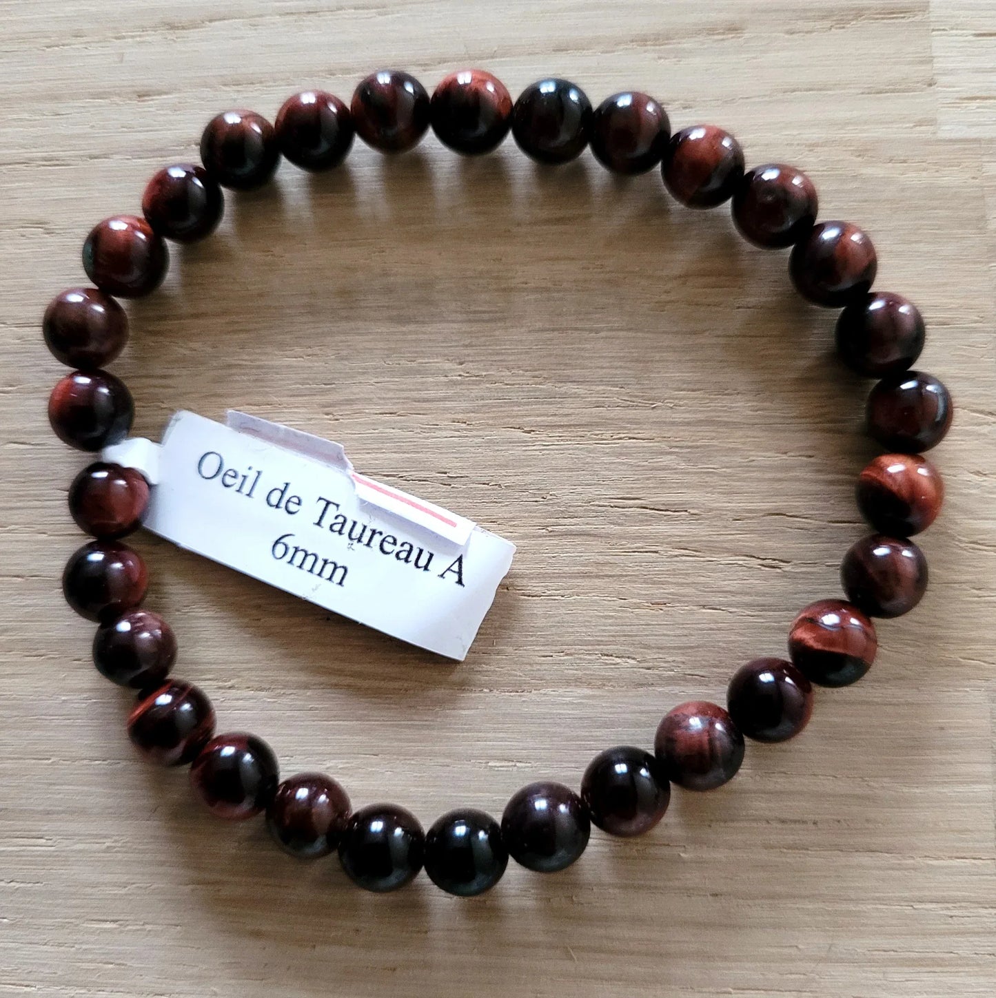 Bracelet en Oeil de taureau 6mm - Pierres de Terre Happy