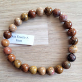 Bracelet en Bois Fossile 8mm - Pierres de Terre Happy