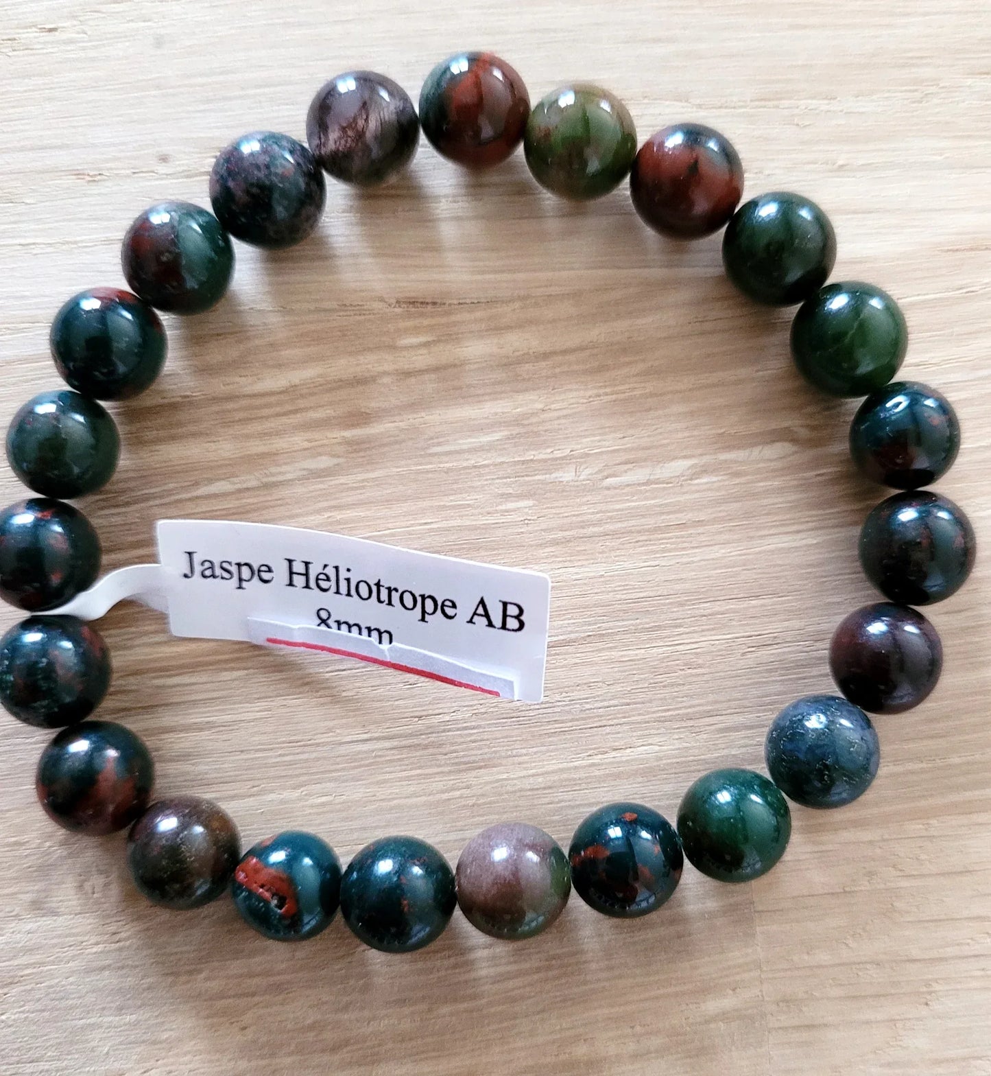 Bracelet en Jaspe héliotrope 8mm - Pierres de Terre Happy