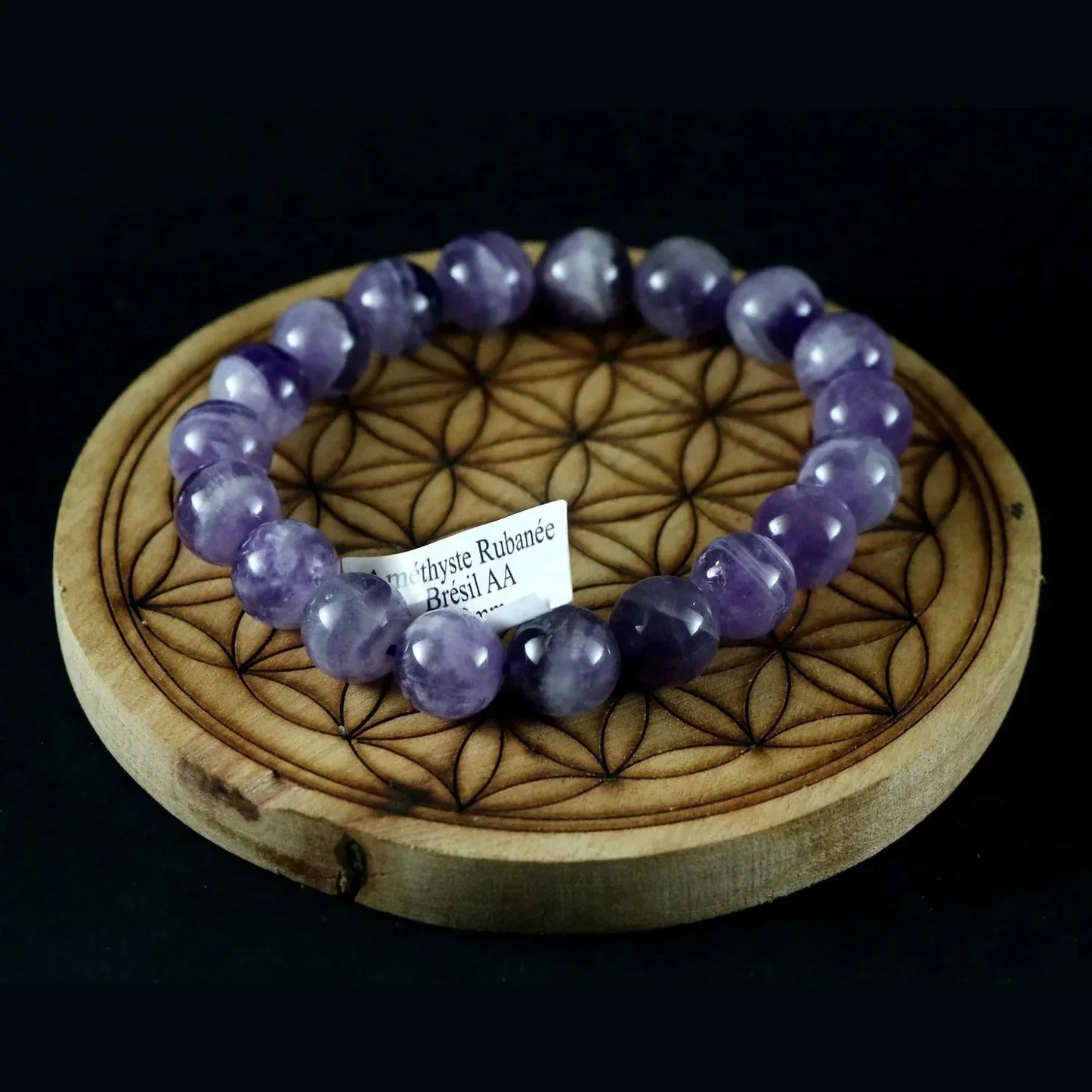 Bracelet en Améthyste rubanée du Brésil 10mm - Pierres de Terre Happy