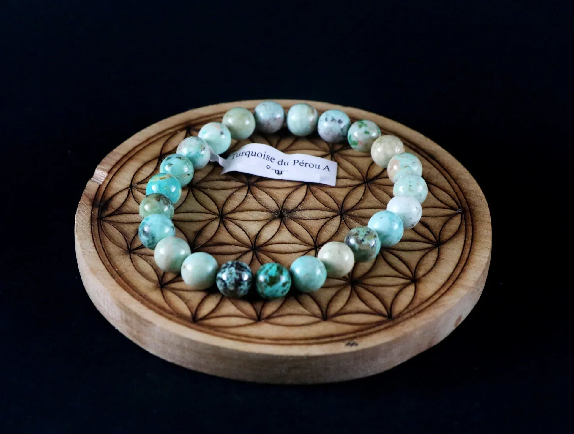 Bracelet enTurquoise 8mm A Pérou - Pierres de Terre Happy